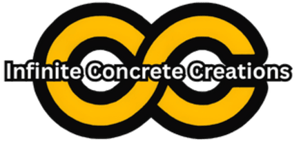 Infinite Concrete Creations logo with interlocking black and yellow circles and text