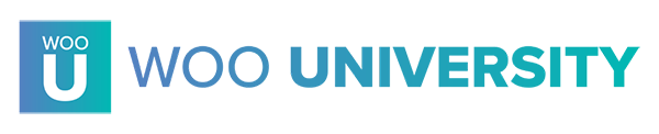 Logo for Woo University, teal gradient square with white