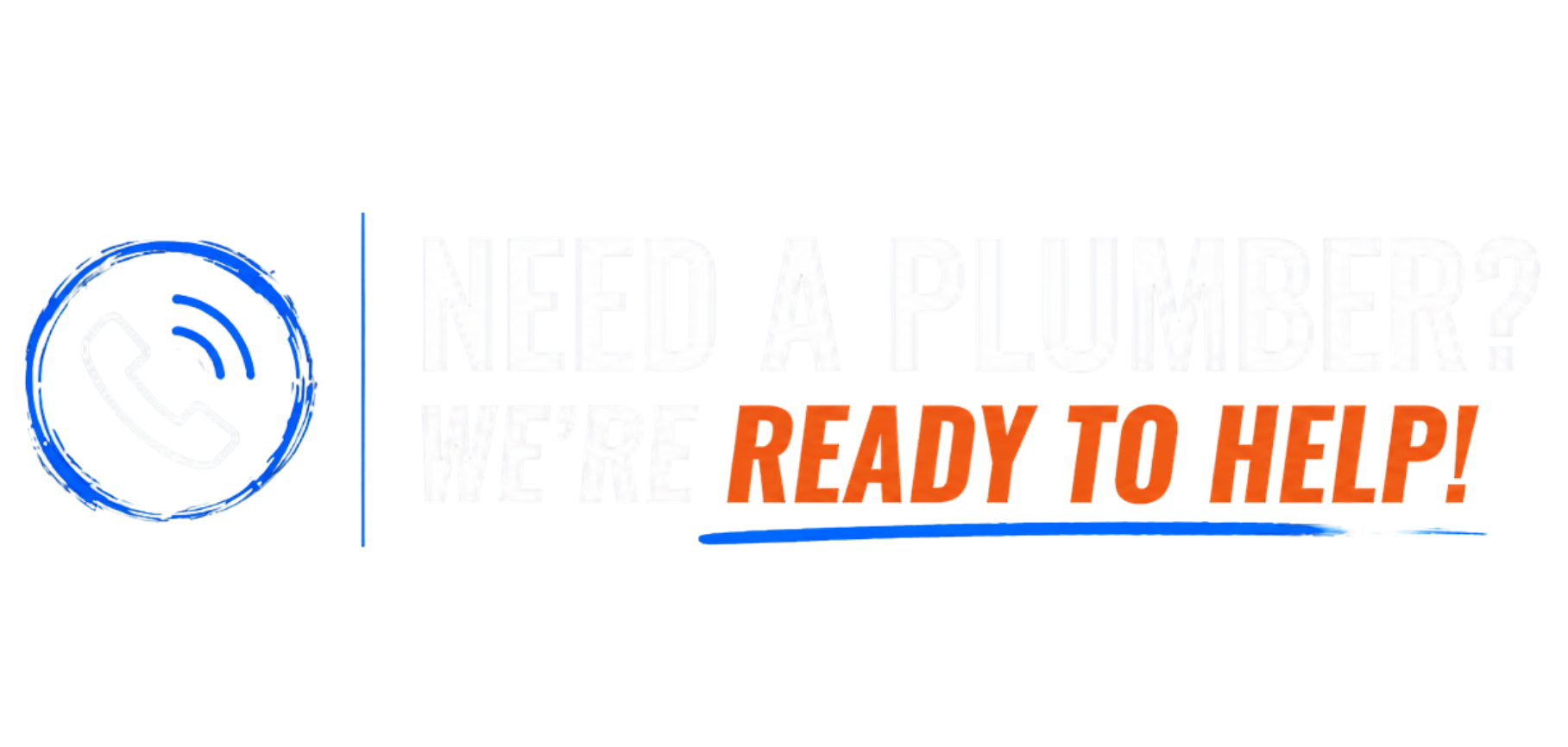 Blue circular logo beside orange “READY TO HELP!” text on a white background.