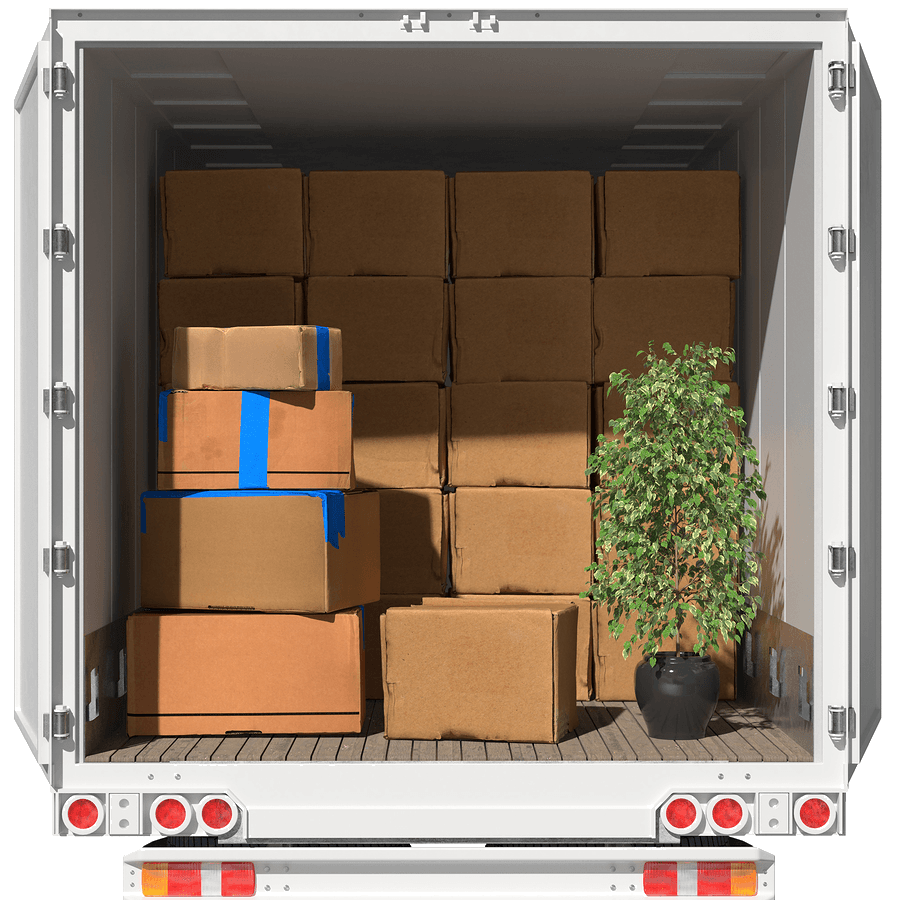 boxes inside container van