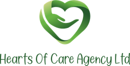 Green heart shape with hand, text