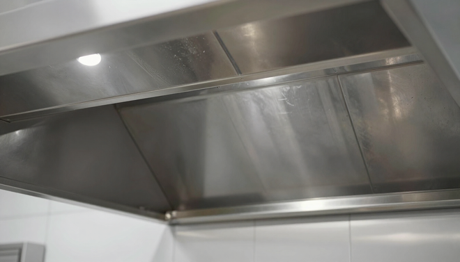 Clean commercial hood duct interior