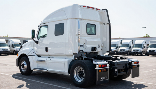 Clean semi truck after fleet washing