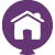 Globo morado con icono de casa blanca.
