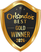Gold shield badge with black center reading “Orlando’s Best Gold Winner 2026”
