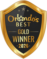 Gold shield badge with black center reading “Orlando’s Best Gold Winner 2026”
