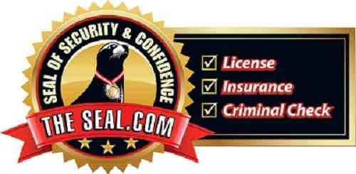 HomeAdvisor Elite Service badge with gray, orange, and white text and stars