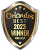 Orlando’s Best 2023 Winner shield logo for Indurn Systems in gold, black, and silver