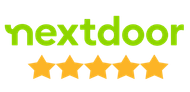 Nextdoor logo with five gold stars on white background