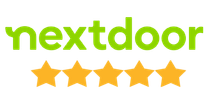 Nextdoor logo with five gold stars on white background