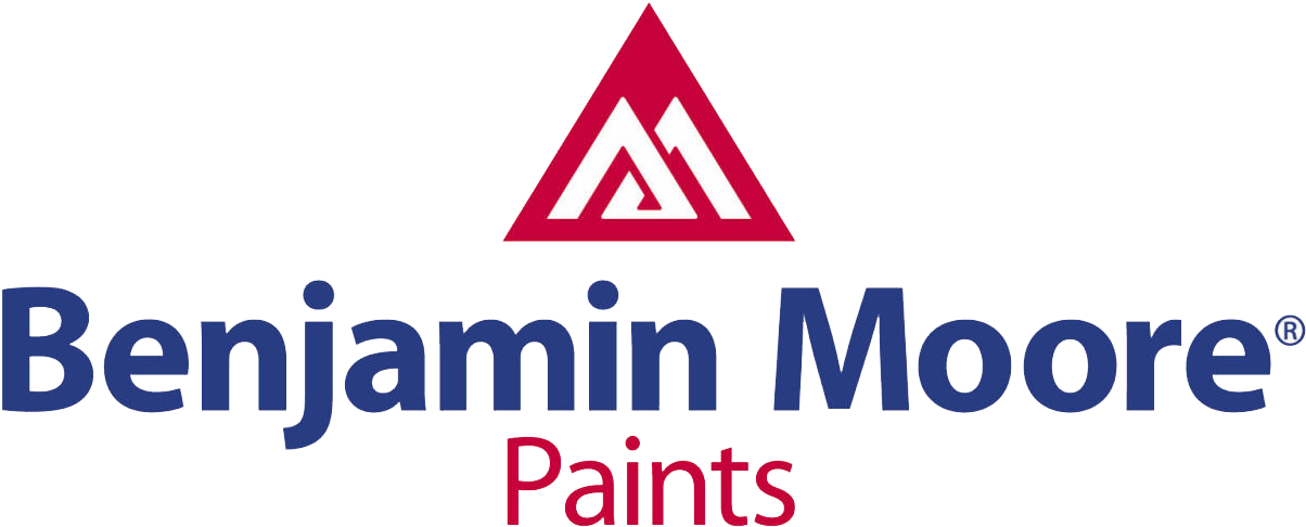 Benjamin Moore Paints logo with red triangular mark and blue text