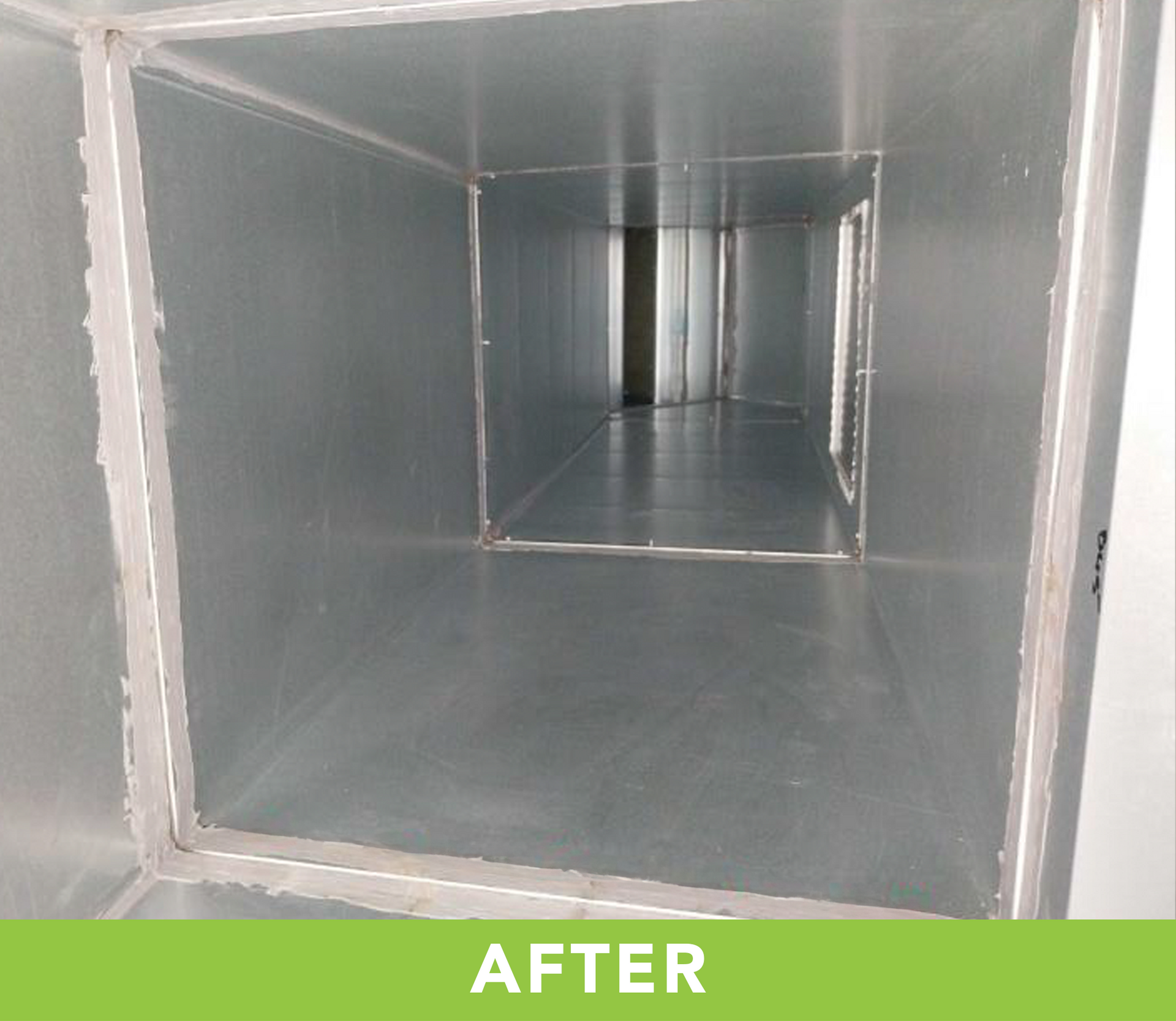 Clean gray air duct interior labeled “AFTER” at the bottom.