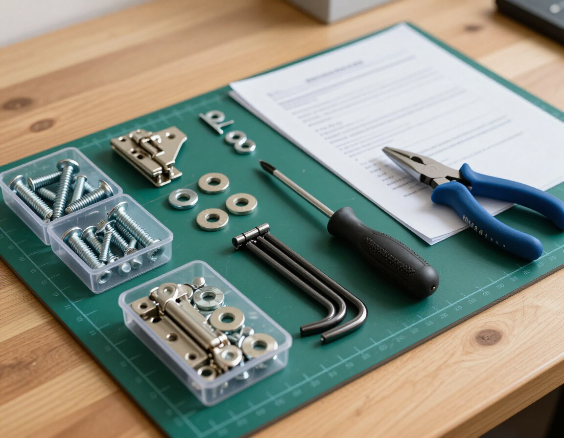 Organized furniture hardware and tools