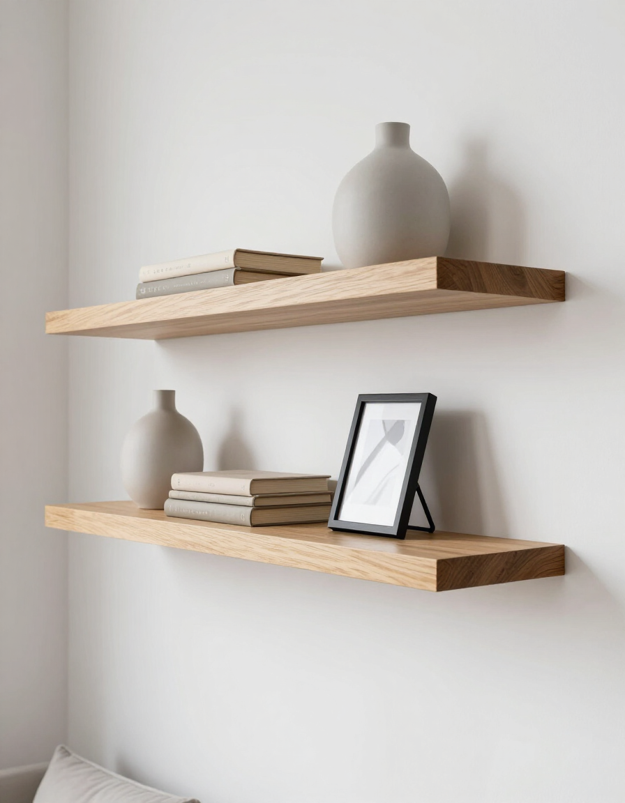 Finished floating shelf installation
