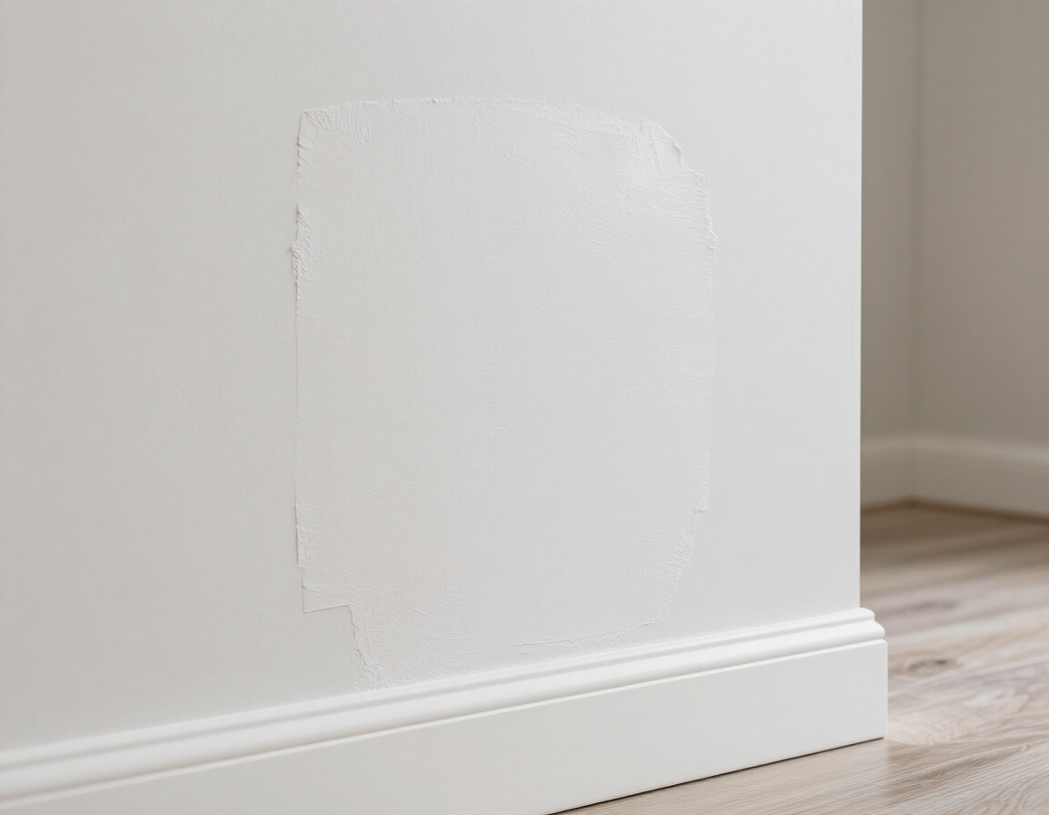 Freshly repaired and painted drywall blending into a finished room