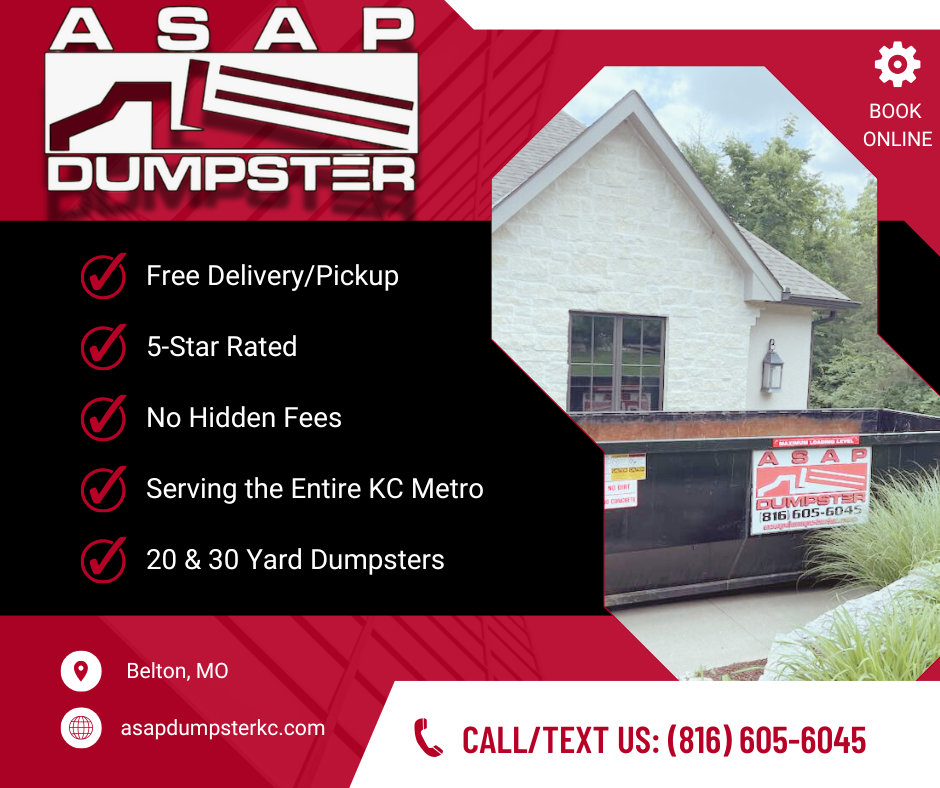 ASAP Dumpster rental Overland Park KS roll off dumpster in driveway