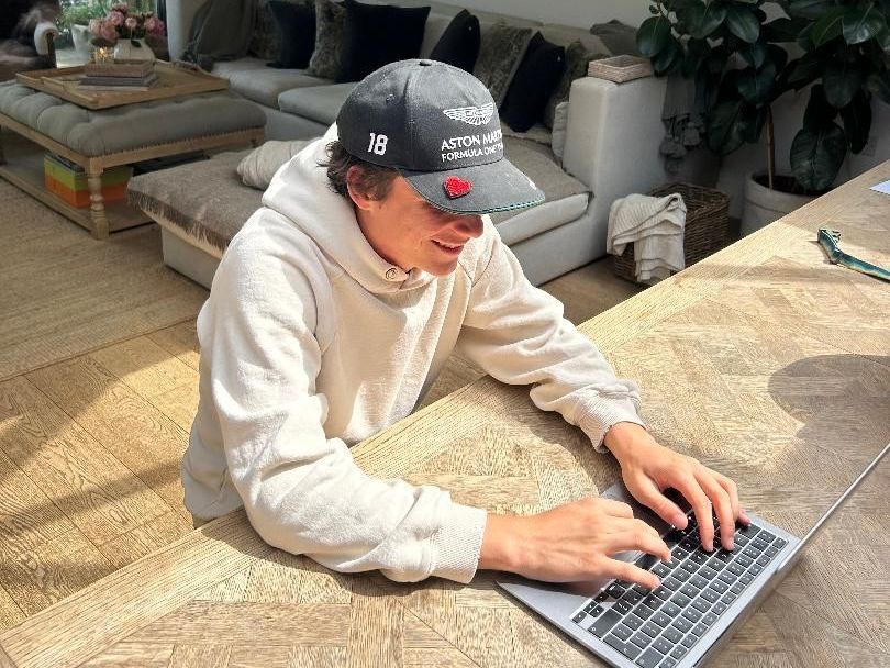 student working on laptop