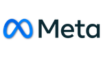 Meta logo in blue and black on a white background