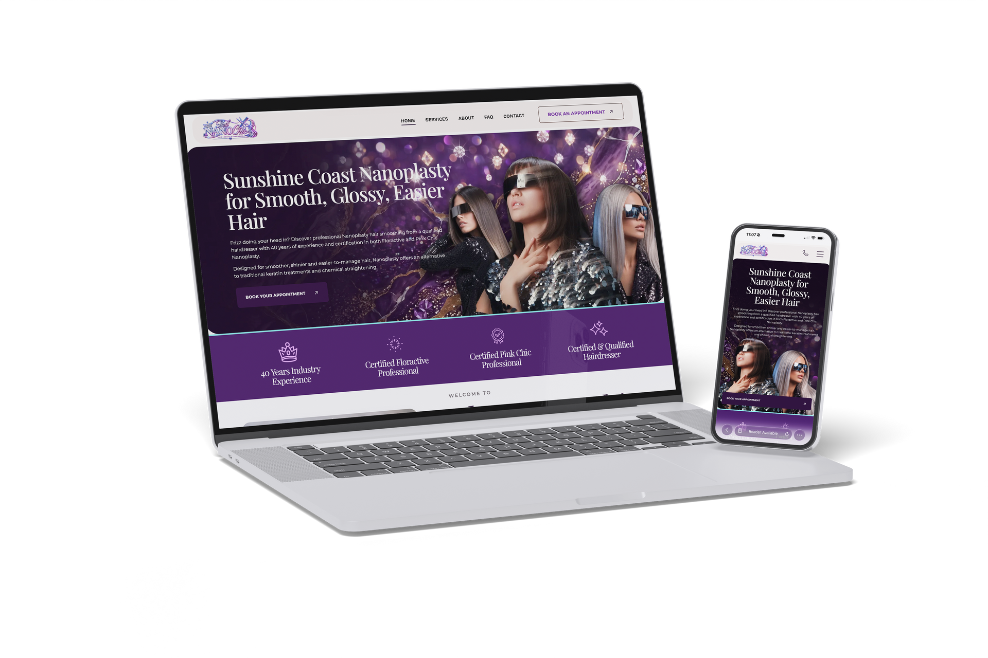 That Nano Chic website displayed on a laptop and phone
