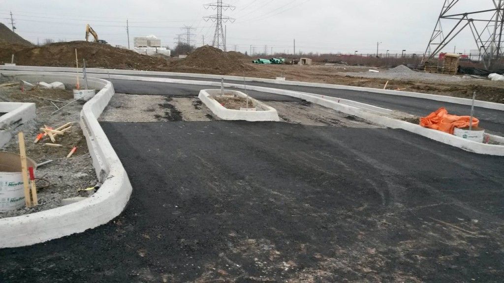 A construction site with a lot of dirt on the ground