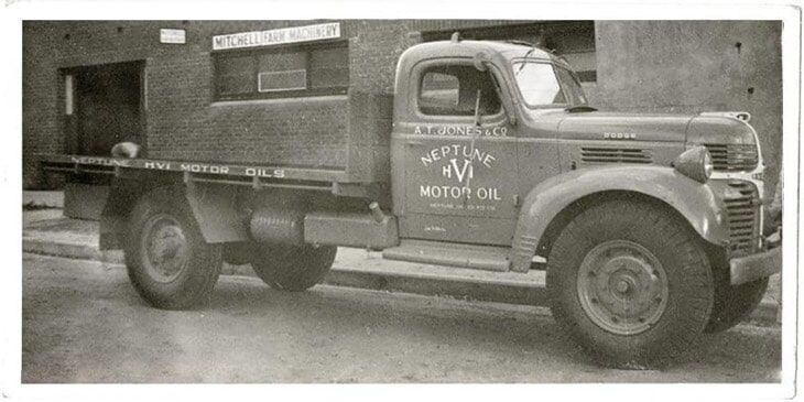 Vintage Photo of an A.T. Jones Work Truck — Pumps Sales & Repairs in Albury, NSW