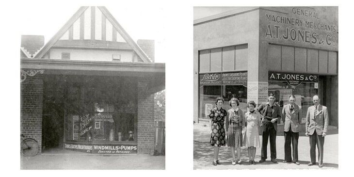 Employees in Front of the A.T. Jones Building in the 1930s — Pumps Sales & Repairs in Albury, NSW