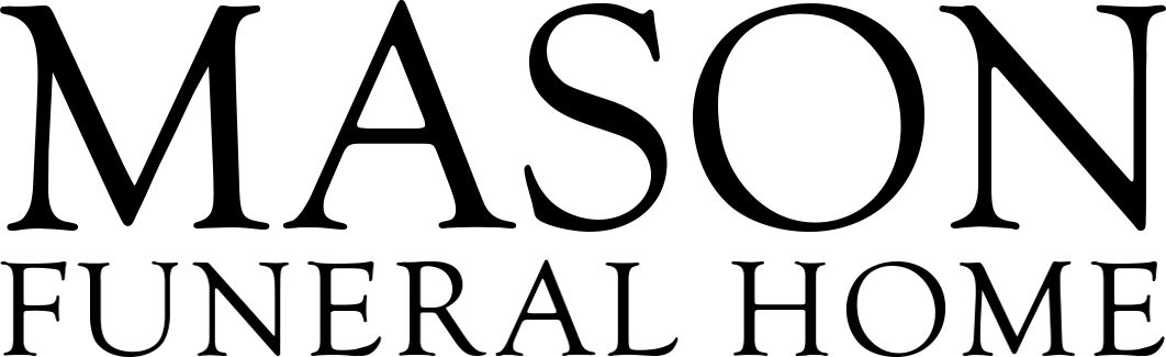 Mason Funeral Home logo in black serif text on a white background