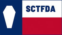 SCTFDA logo with a white coffin icon on blue and red-white-red flag colors
