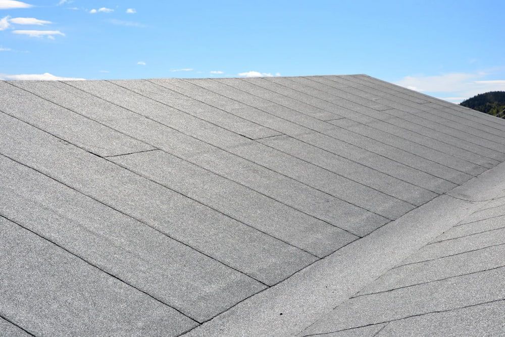 Gray Asphalt Shingle Roof With Angled Lines Against a Blue Sky — Unique Waterproofing Solutions in North Rocks, NSW