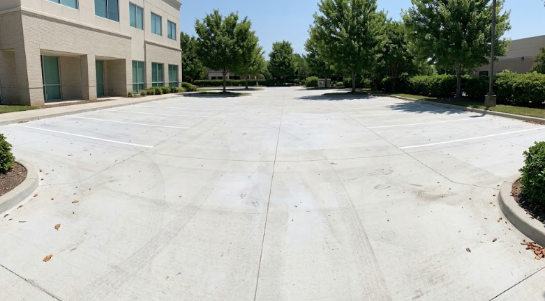 Freshly poured commercial concrete parking lot in Summerville SC