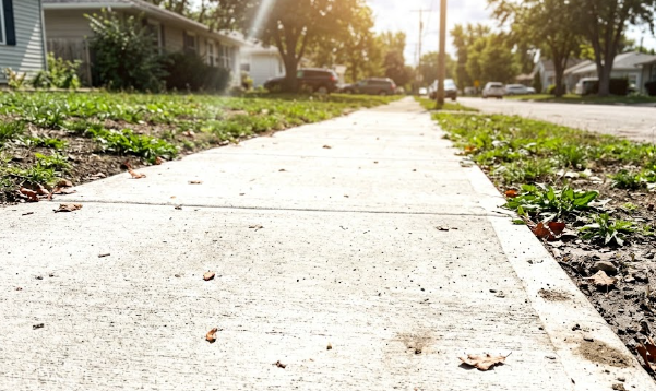A newly installed concrete sidewalk in Summerville.
