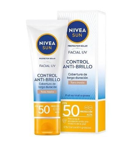 NIVEA SUN F50 PROT FACIAL CONTROL BRILLO TONO MEDIO X 50