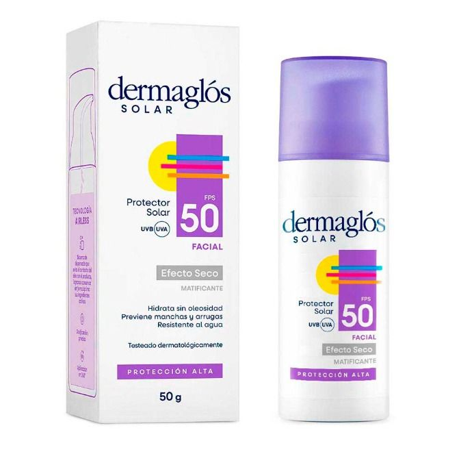 Dermaglos linea solar, efecto seco FPS50