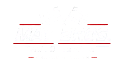 May Bros. Auto Repair logo with checkered flags and Chattanooga, TN text on a black background