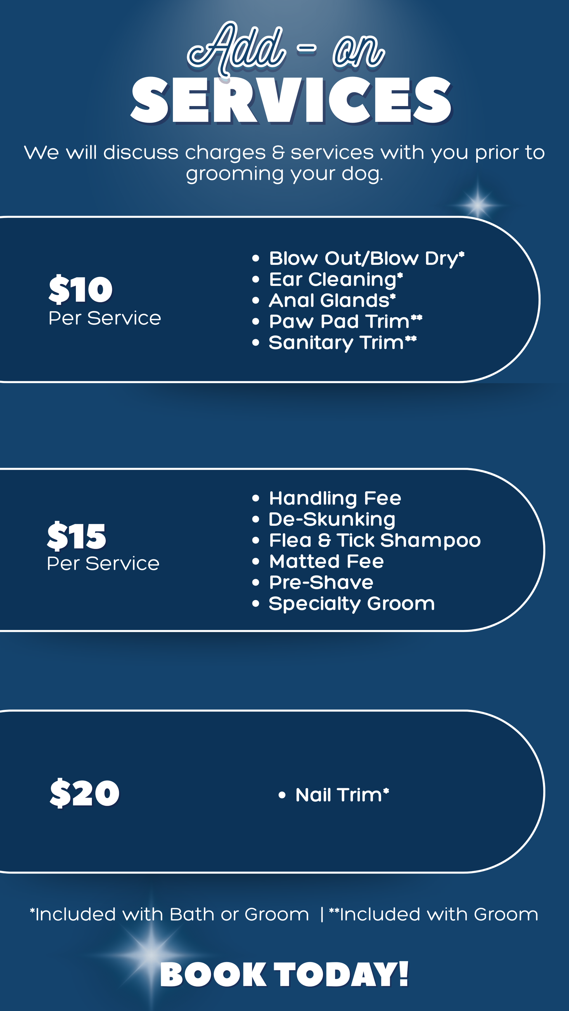Blue “Add-on Grooming Services