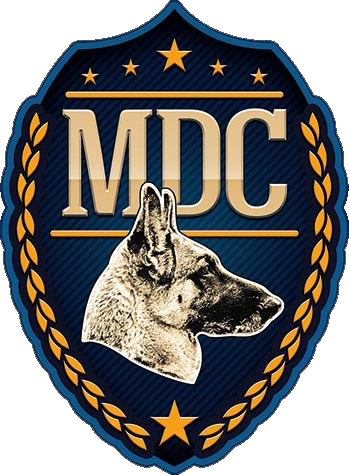 A badge with a picture of a german shepherd on it.
