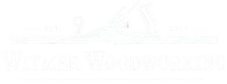 White embossed “Wimber Woodworking” logo with a circular saw blade graphic.