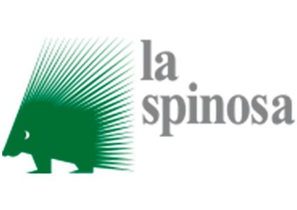 Logo La Spinosa con silhouette di porcospino verde e testo grigio.