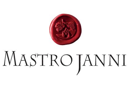 Logo Mastrojanni con sigillo di ceralacca rossa sopra il nome del marchio.