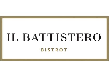 Logo IL BATTISTERO BISTROT in nero e oro all'interno di una cornice rettangolare