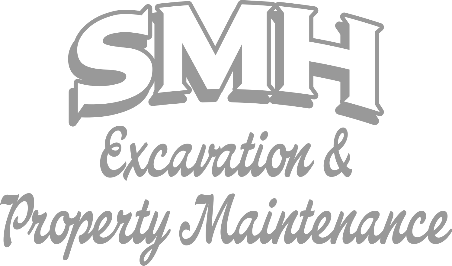 SMH Excavation & Property Maintenance logo in gray script lettering