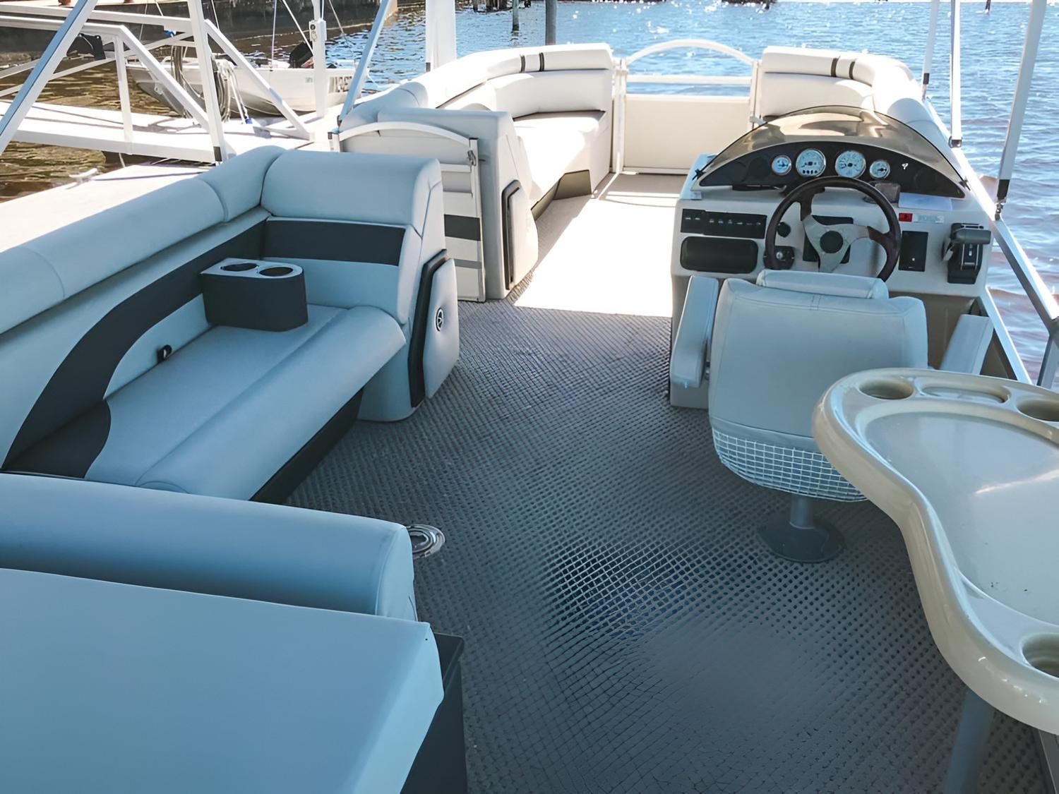 Interior of a Pontoon Boat With White and — McCormick Upholstery In Coolum Beach, QLD