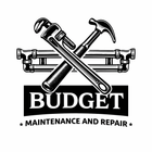 Logo for "Budget Maintenance and Repair" with crossed wrench and hammer over pipes.