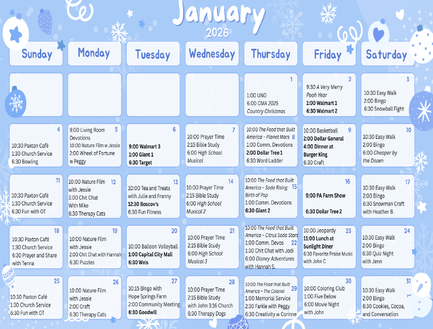 January Calendar - 2026 - Paxton Ministries