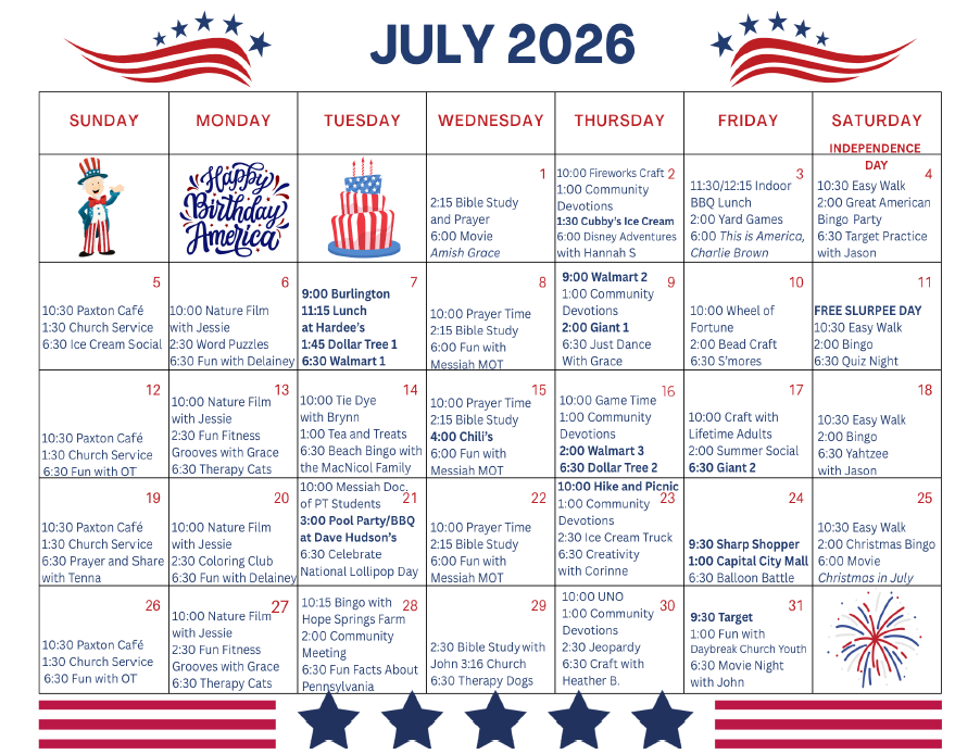 July Calendar - 2026 - Paxton Ministries July Calendar - 2026 - Paxton Ministries