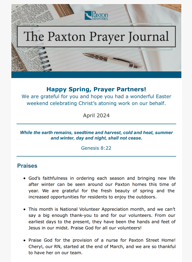 The Paxton Prayer Journal - April 2024