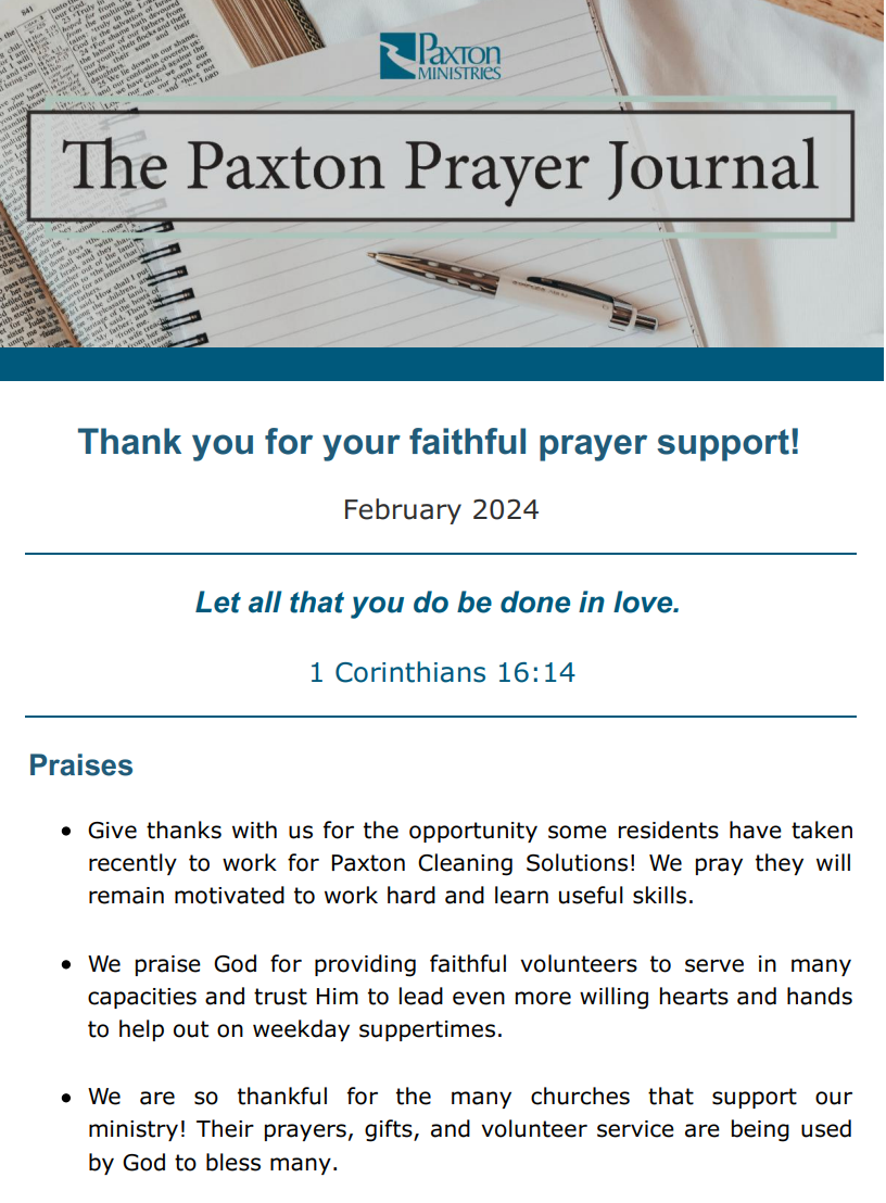 The Paxton Prayer Journal - February 2024