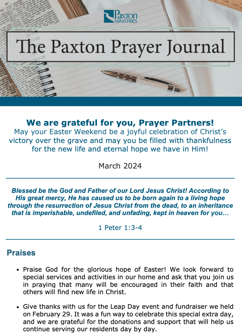 The Paxton Prayer Journal - March 2024