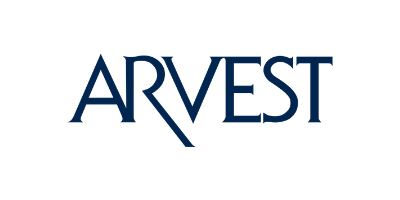 Arvest bank logo in dark blue serif letters on a white background