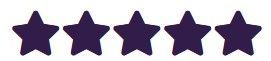 Five purple stars in a row on a light background